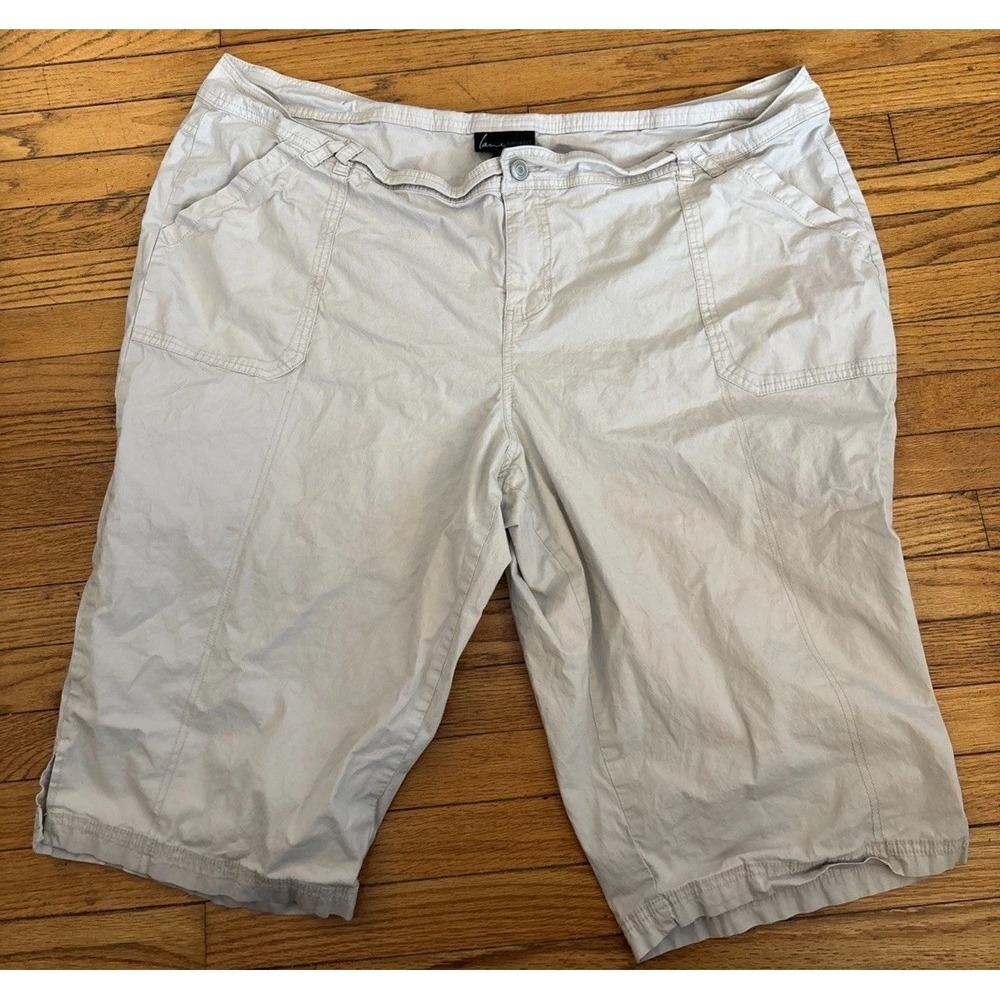 Lane Bryant Size 28 Khaki Shorts Bermuda Pockets Stretch